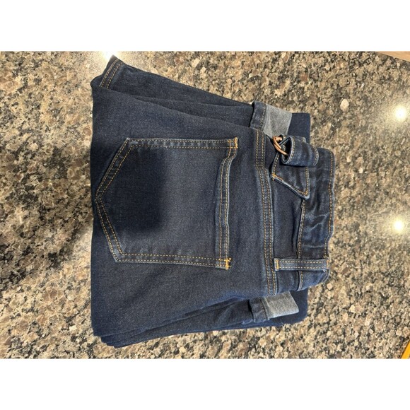 Fashion Nova Wide Leg Cuffed Dark Wash Jeans Madewell Emmett Dupe Size 5 Hi Rise - Picture 8 of 8